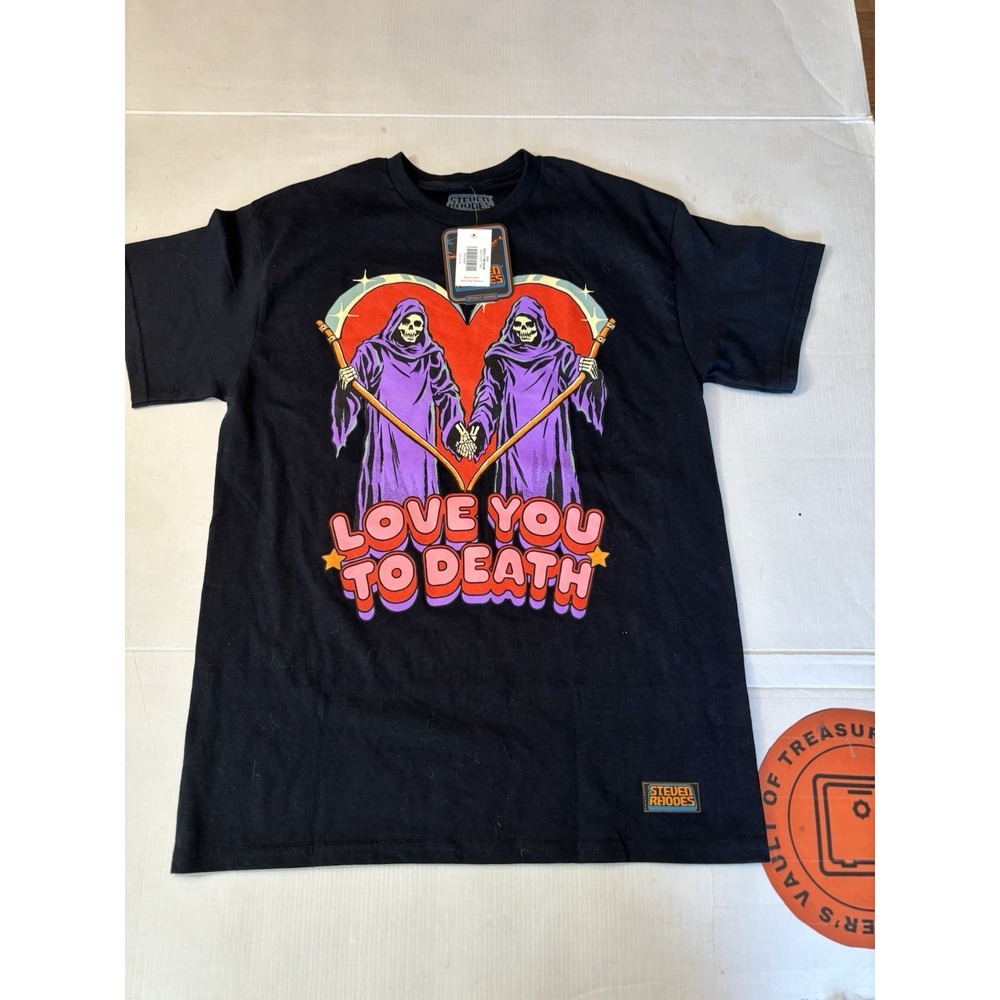 Steven Rhodes  T- Shirt Mens Black  Medium   Love You To Death GrimReaper